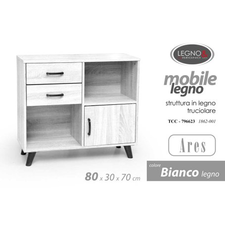 MOBILE 2 CASSETTI ARES 80X30X70 BIANCO