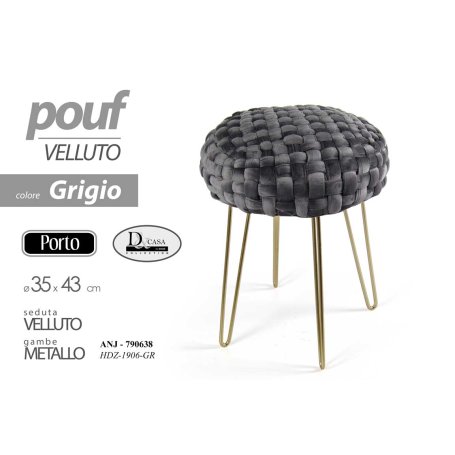 POUF VELLUTO GRIGIO 35X43