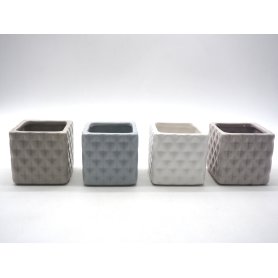 VASO QUADRATO CERAMICA 7X7X7 C/DECORO