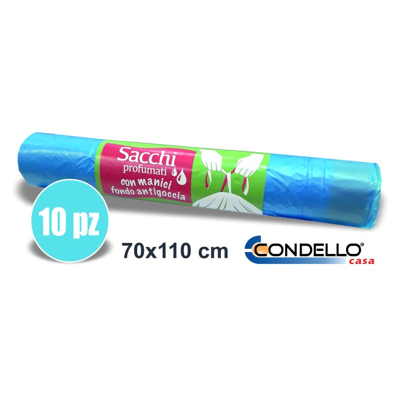 SACCHI PATT.70X110 10PZ AZZURRO