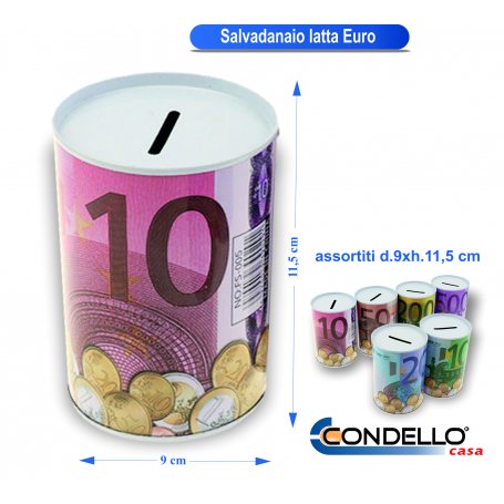 Salvadanaio in latta Euro Ø10xh15cm