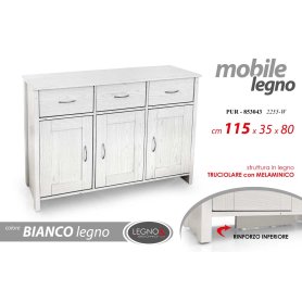 MOBILE LEGNO 115X35X80 BIANCO