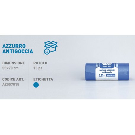 SACCHI PATT.55X70 AZZURRO 15PZ