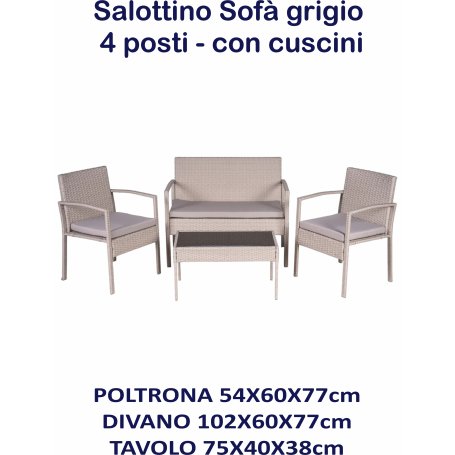 SALOTTINO 4P SOFA C/CUSC.GRIGIO