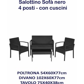 SALOTTINO 4P SOFA C/CUSC.NERO